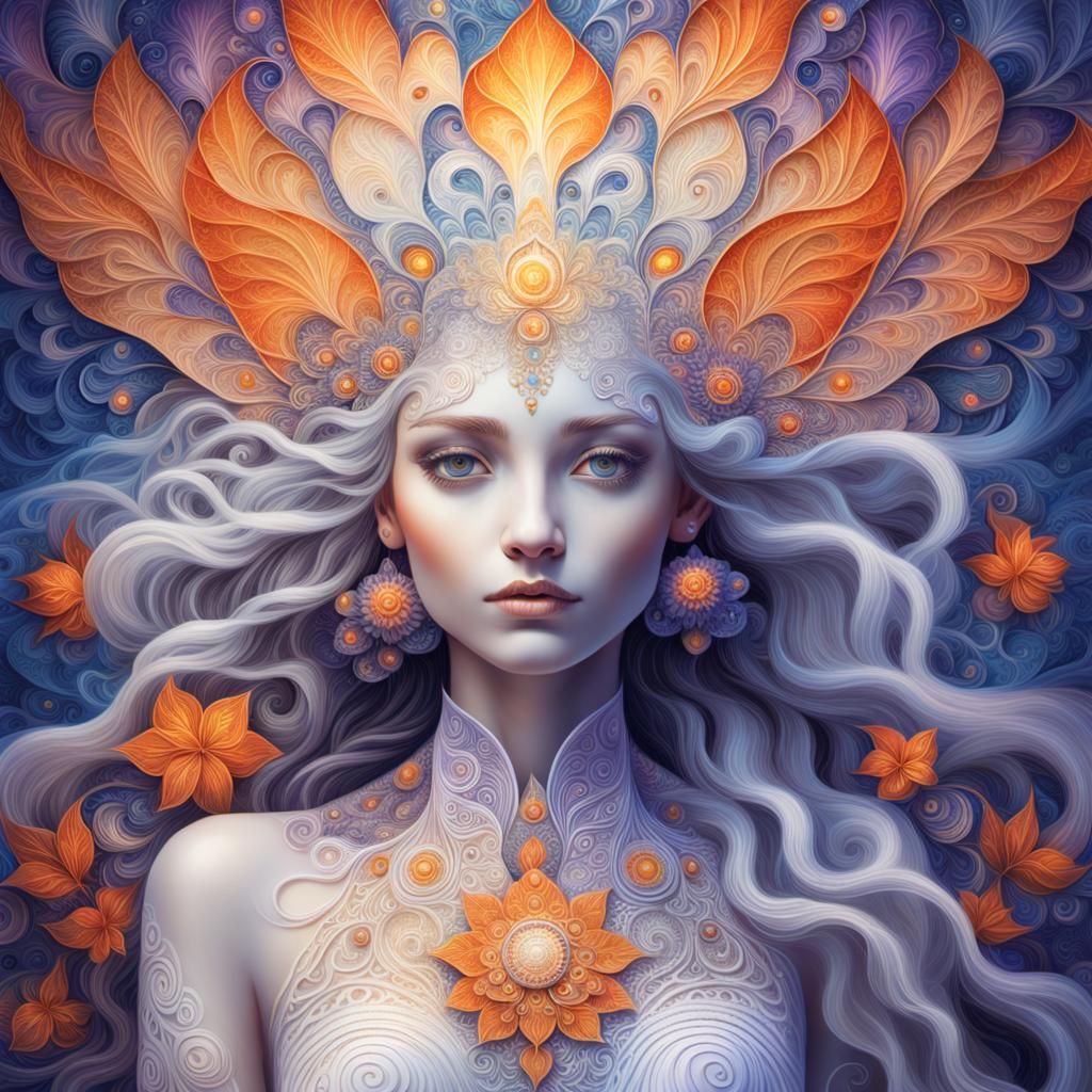 Ethereal Fractal Lady in Digital Painting Style