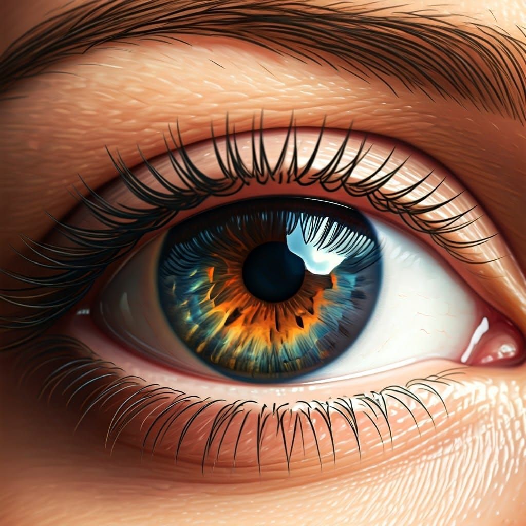 Woman's Eye: Hyperrealistic Close-up in Vivid Color