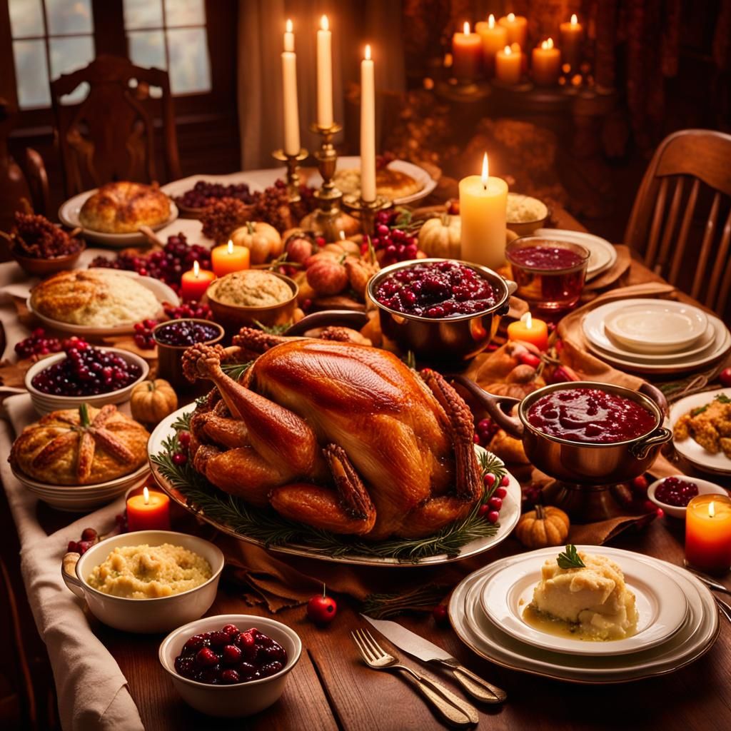 Thanksgiving Feast Still Life in Old Master Style