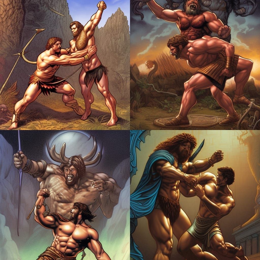 Hercules Captures the Ceryneian Hind: Comic Book Art