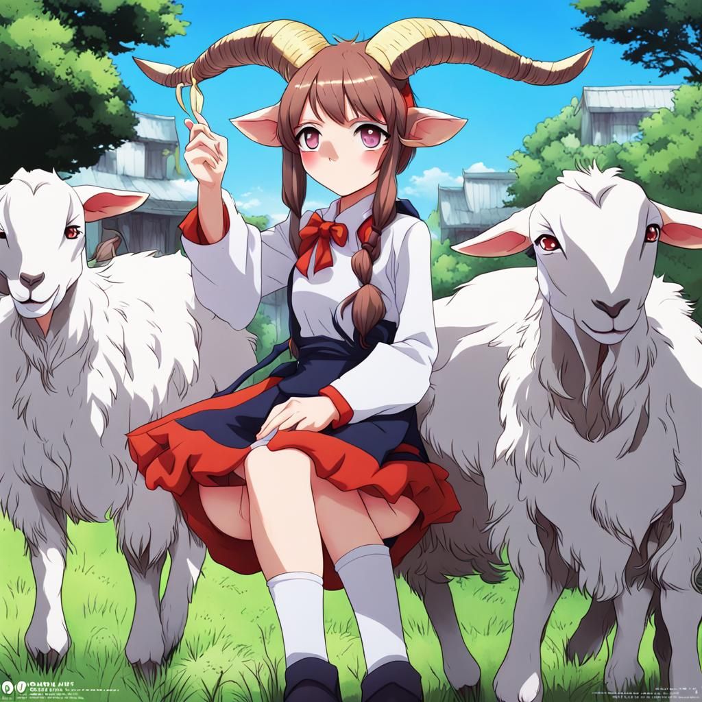Anime Style Goat Girl Character Art