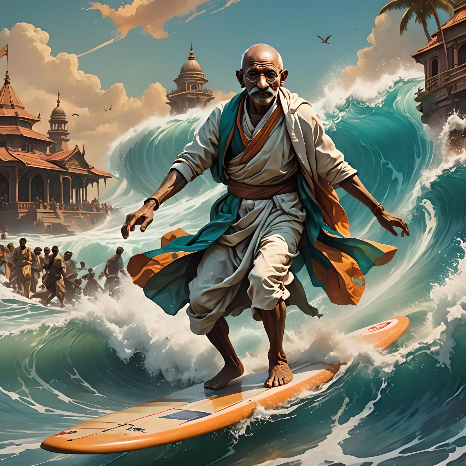 Mahatma gandhi surfing