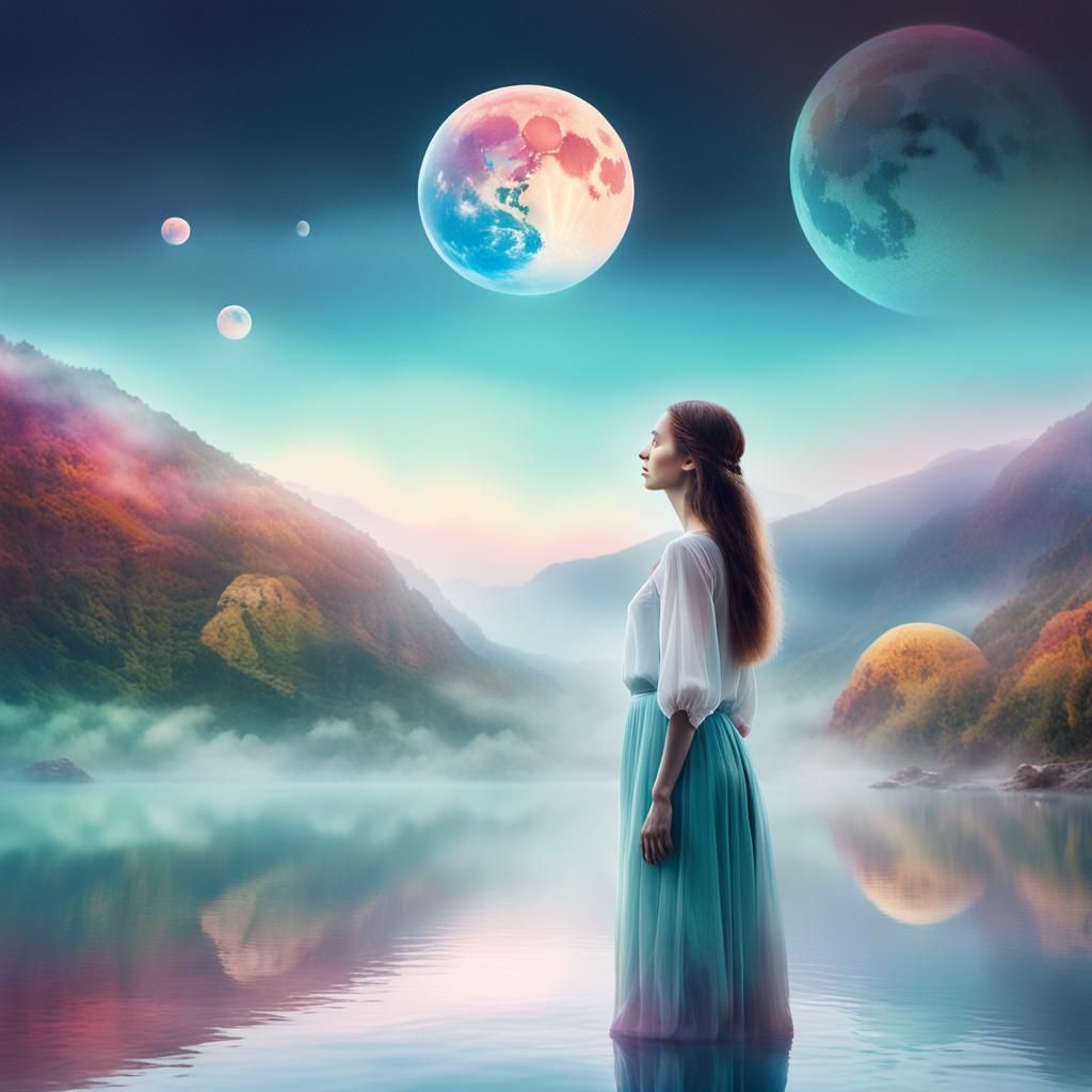 Dreamy Double Exposure Portrait in Ethereal Pastel Colors