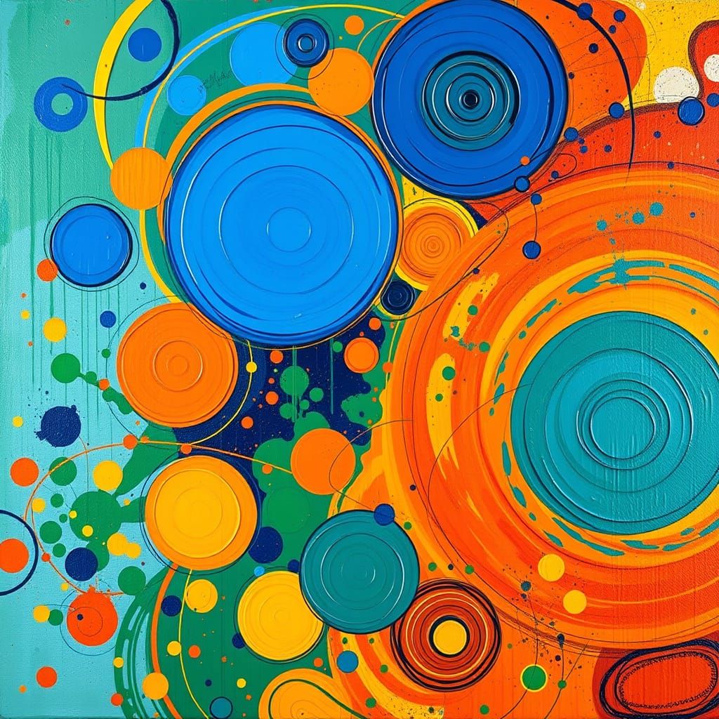 Vibrant Swirling Abstract Art in Cerulean and Ember