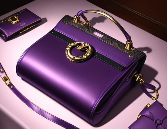 Elegant Purple Leather Handbag with Jeweled Patterns