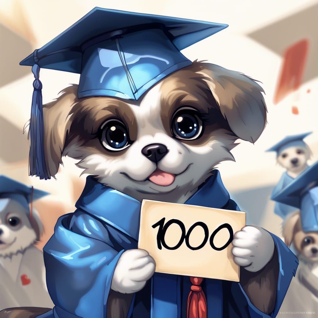 Anthro Puppy Celebrates Graduation in Detailed Digital Art