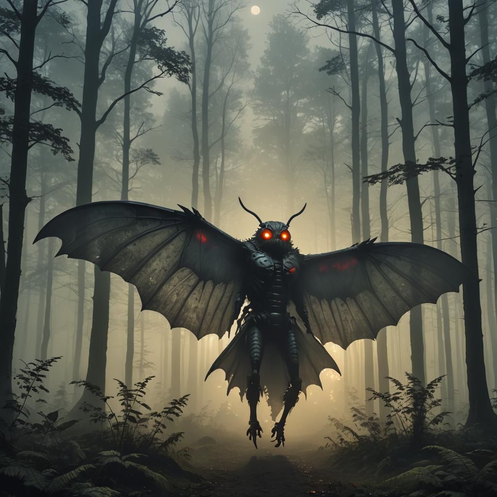 Mothman Apparition in Twilight Forest