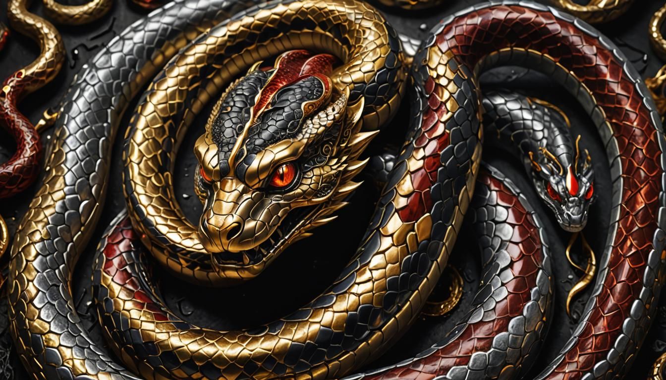Detailed Divine Snake with Diamond Eyes
