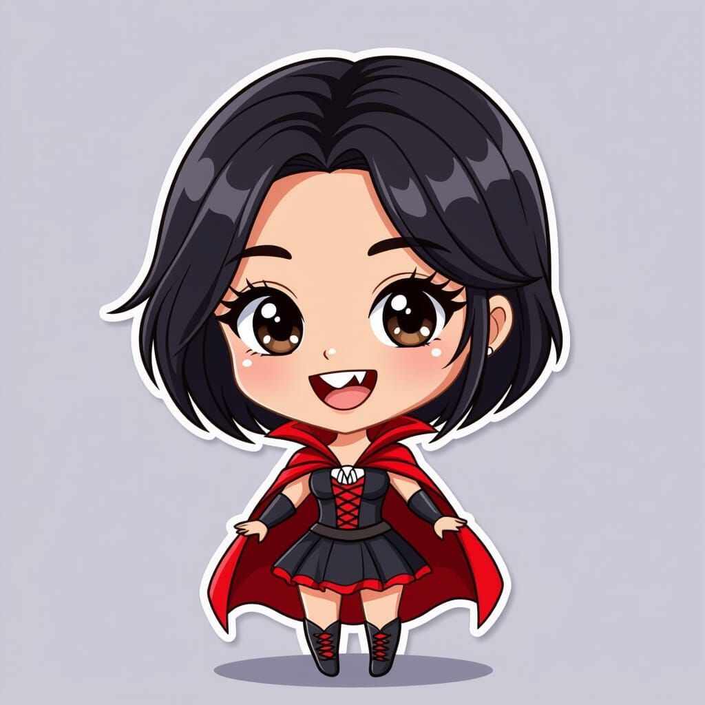 Cute Chibi Vampire Sticker with Thai Features