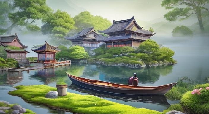 Ancient Chinese Village in Soft Morning Light