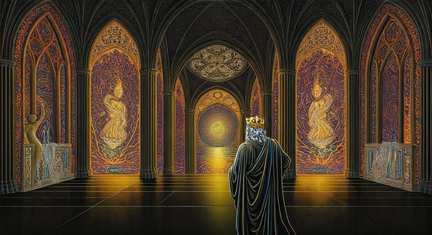 King David and Bathsheba in Surreal Dreamscape