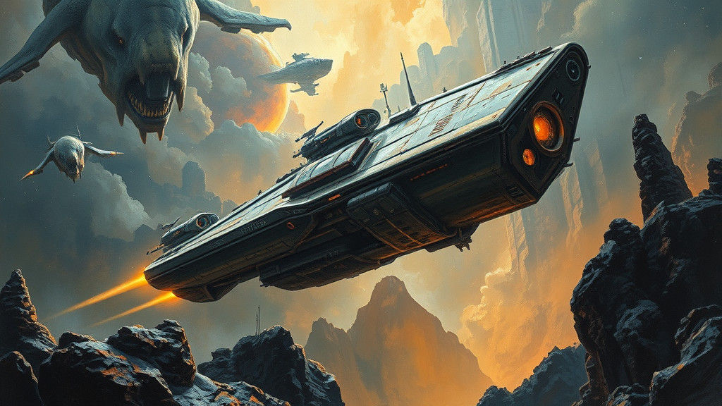 Sci-Fi Spacecraft in Detailed Oil Painting Style