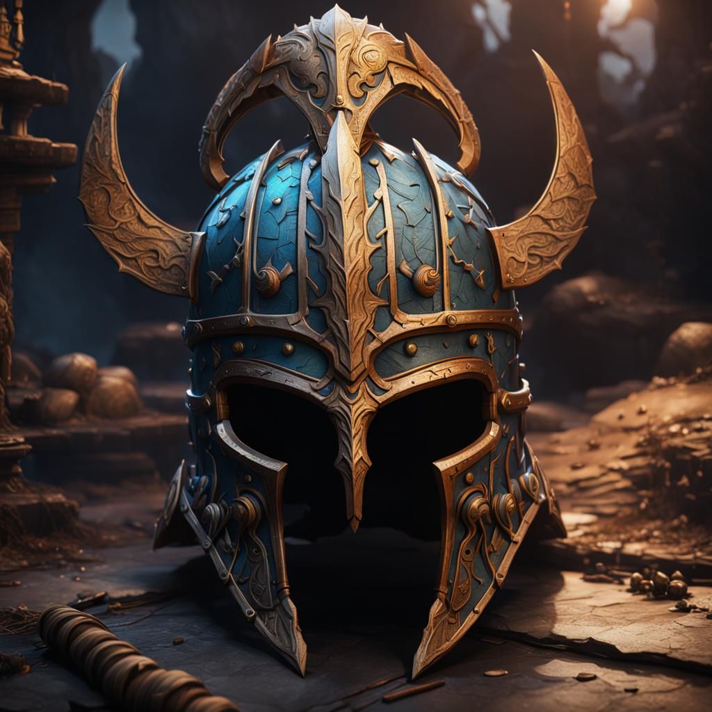 Detailed D&D Warrior's Helmet: Fantasy Concept Art
