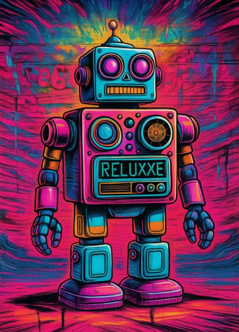 Cyberpunk Robot Rebellion in Dadaist Mixed Media Style