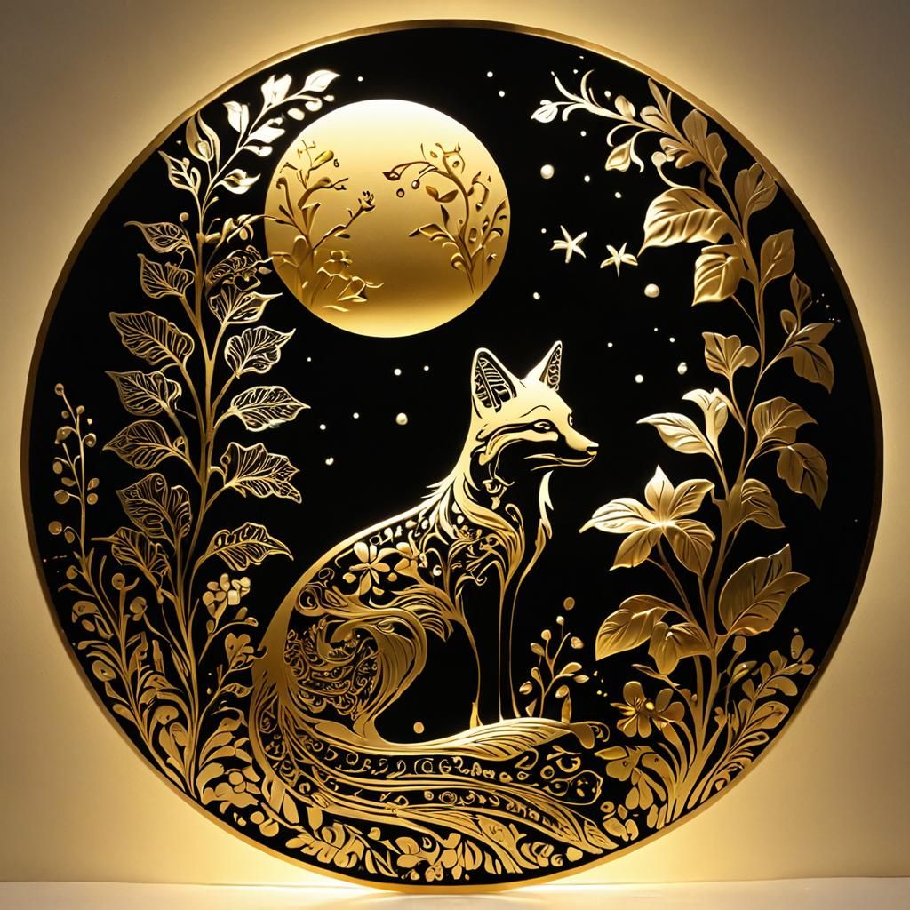 black light arabesque fox gold fox gold moonlight gold exotic arabesque plants, golden stream