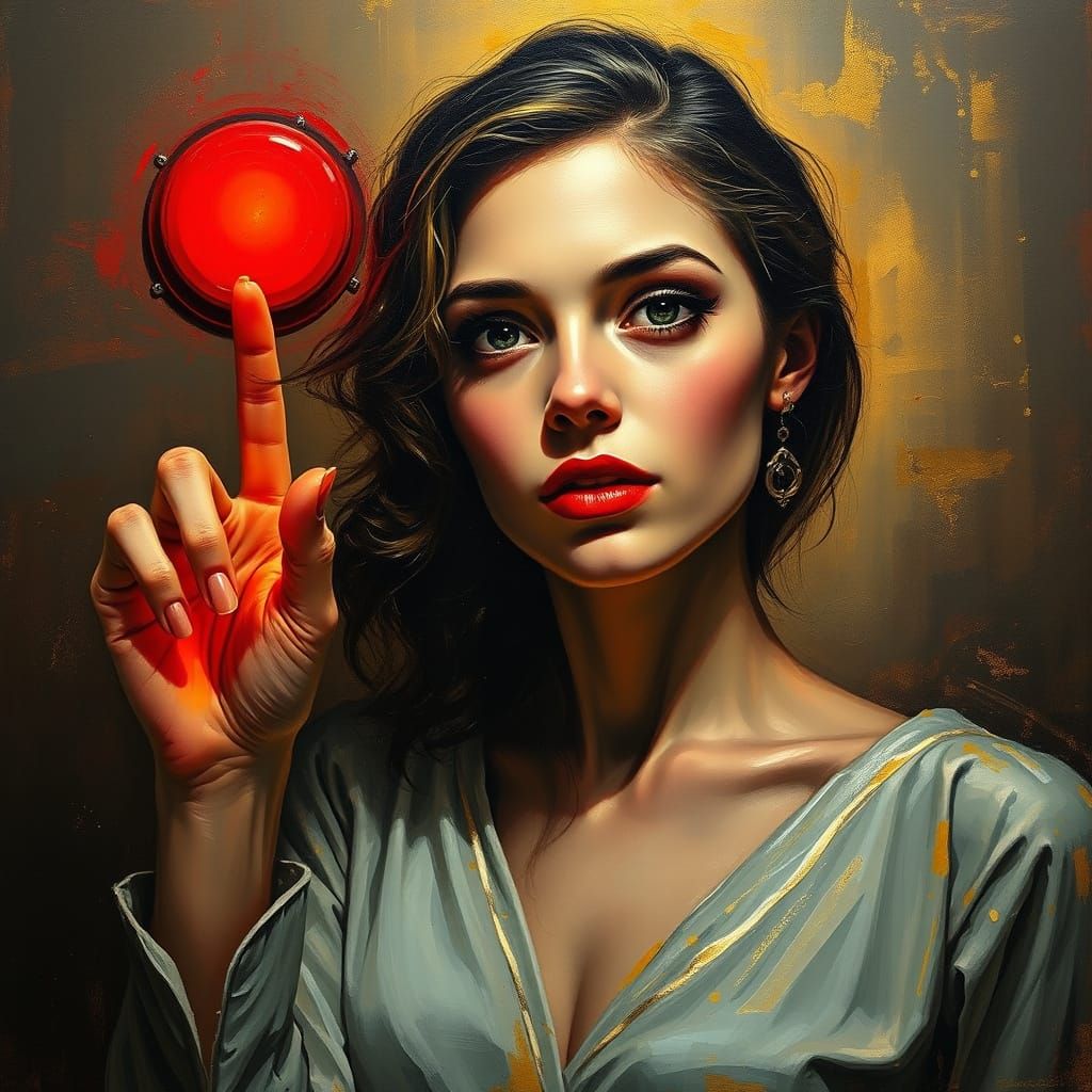 Woman on the Brink of Destiny, in a Moody Oil Painting Style
