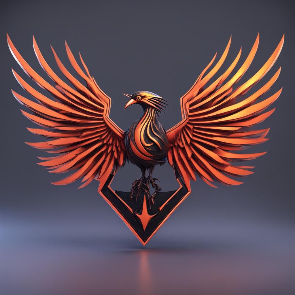 Cyberpunk Phoenix Bird Logo in 3D