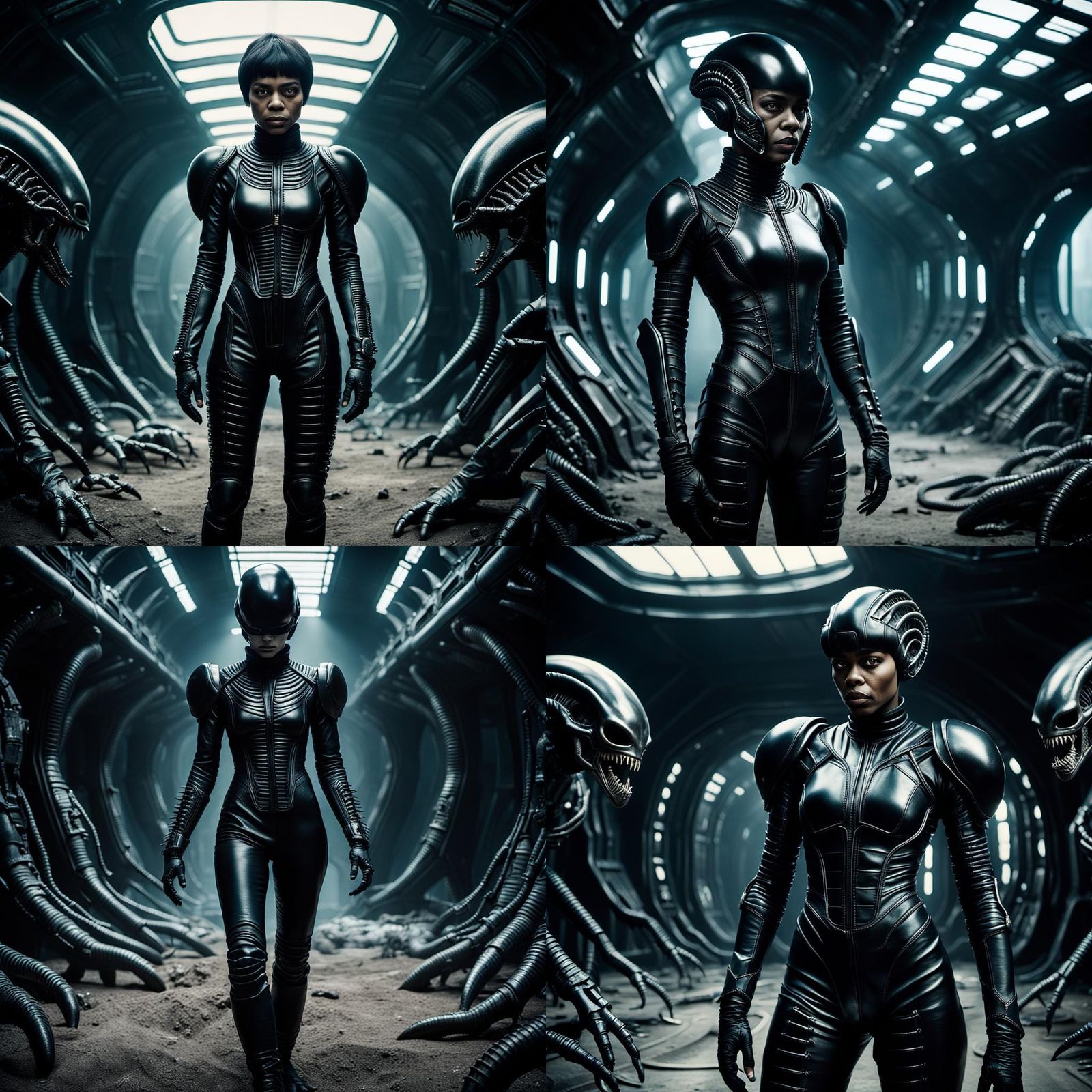 Giger-esque Black Woman in Alien Landscape