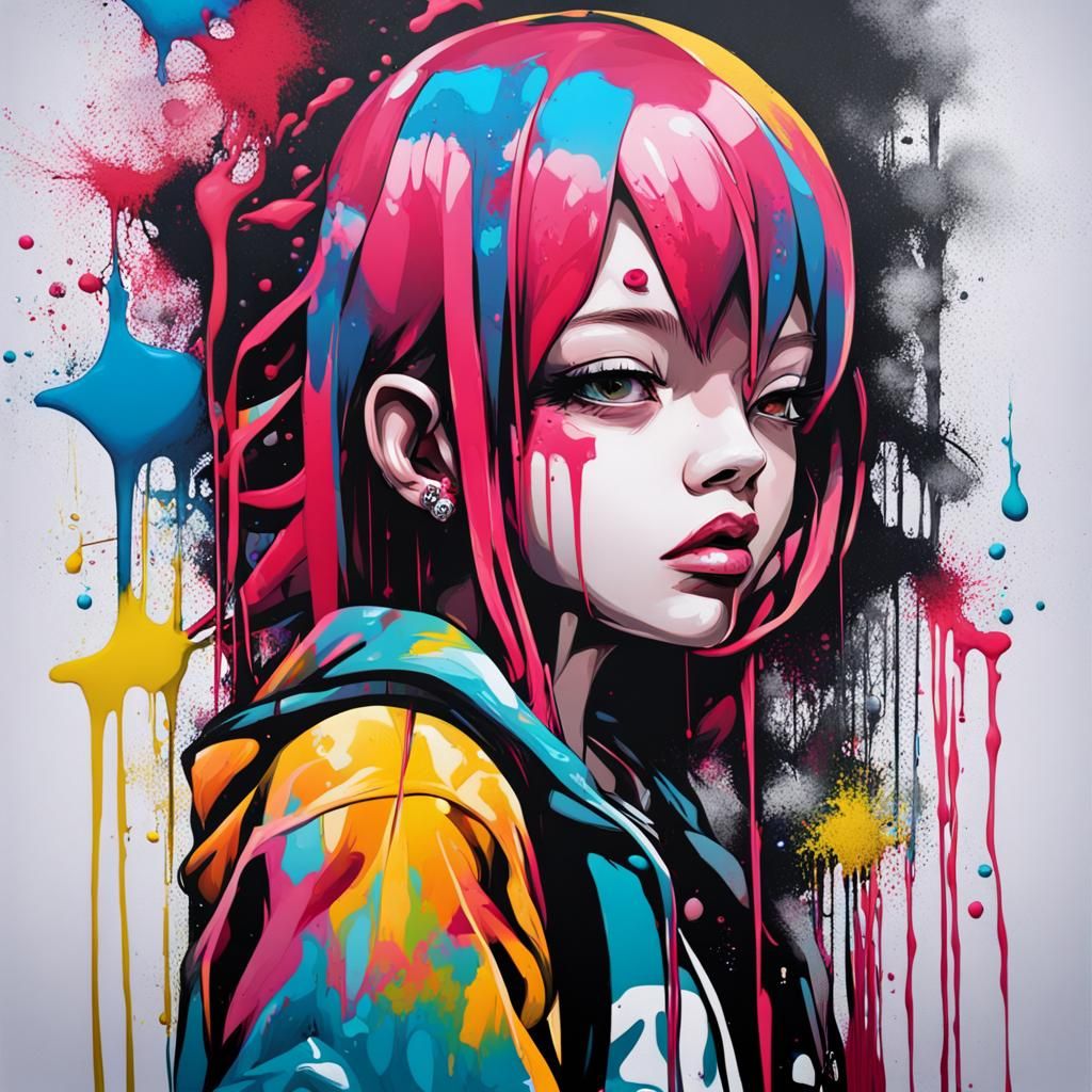 Kasane Teto in Graffiti Splash Art Style