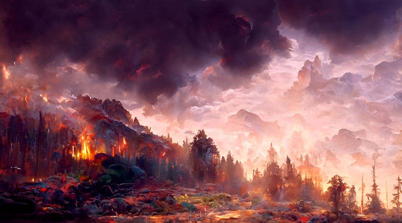 Epic Forest Fire Landscape: Hyperdetailed Digital Painting