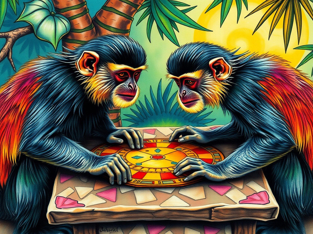 Capuchin Monkeys Play Jumanji: Alcohol Ink Art