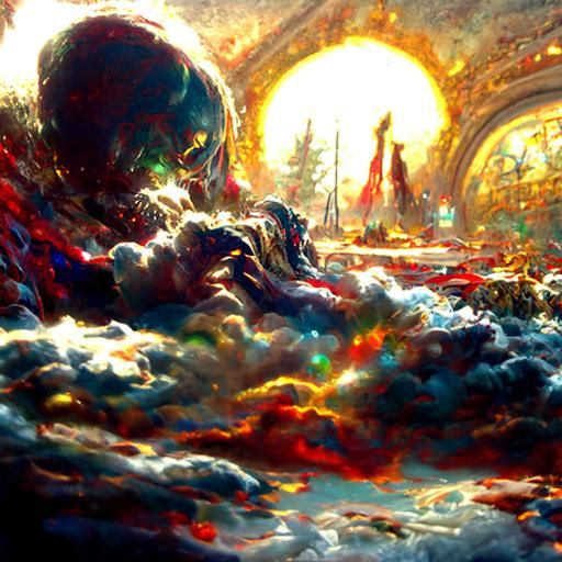Fiery Car Crash: Cosmic Horror Digital Painting