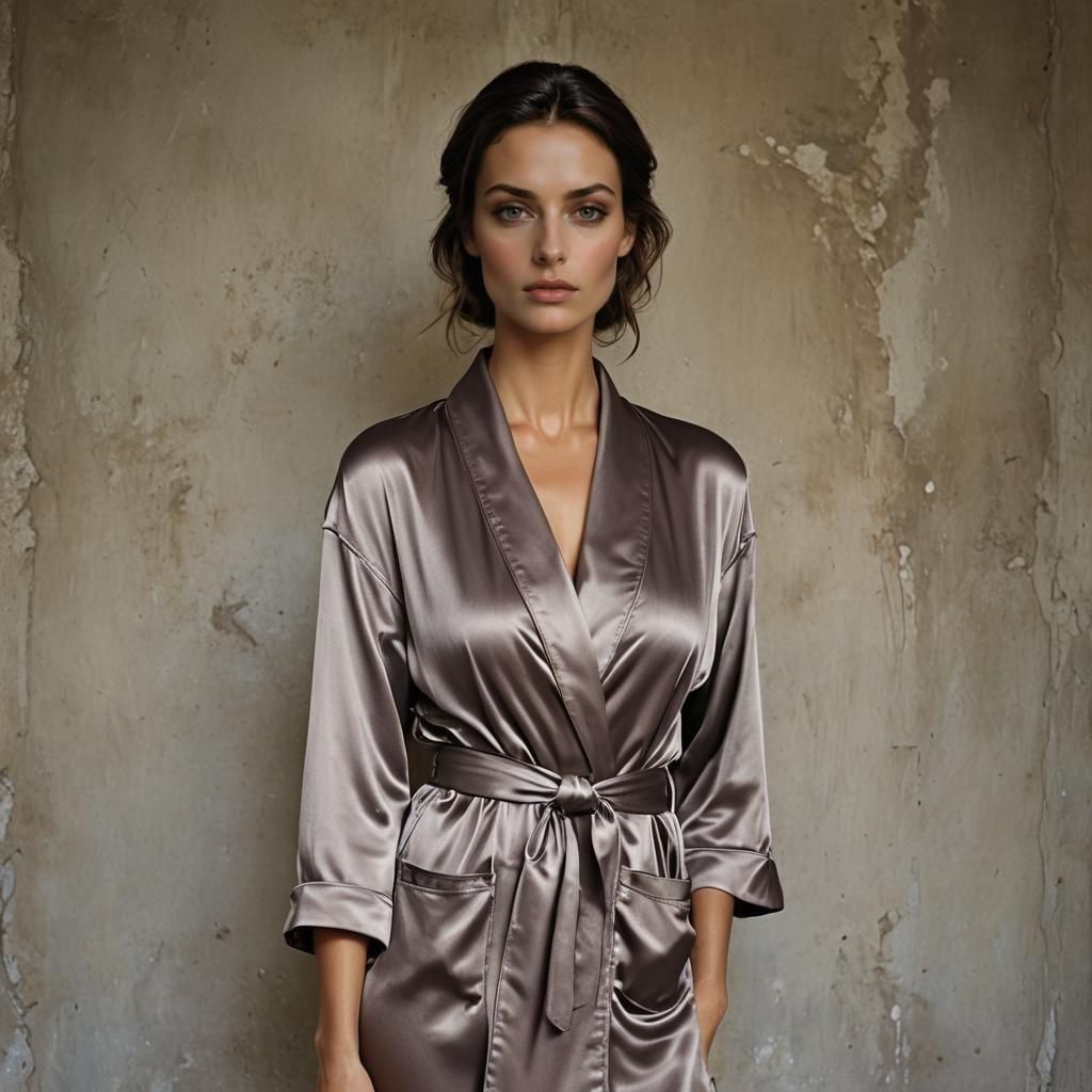 Striking Portrait of a Beautiful Woman in Bathrobe