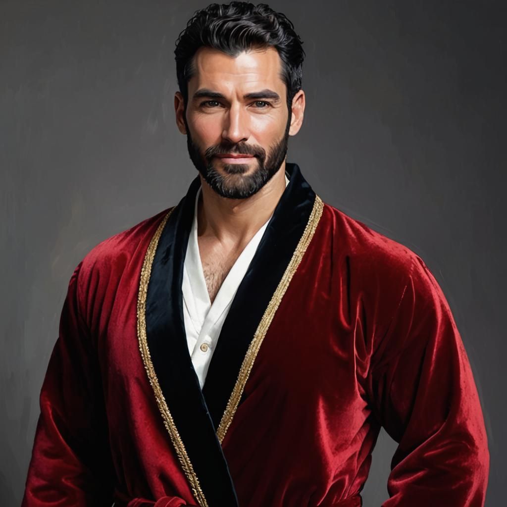 Handsome Man Portrait in Expressionist Neo-Impressionism Sty...