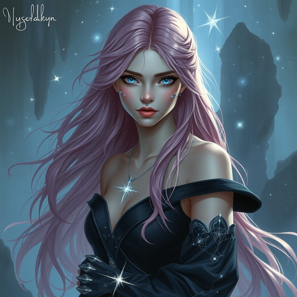 Mystical Starlight Figure in Celestial Attire