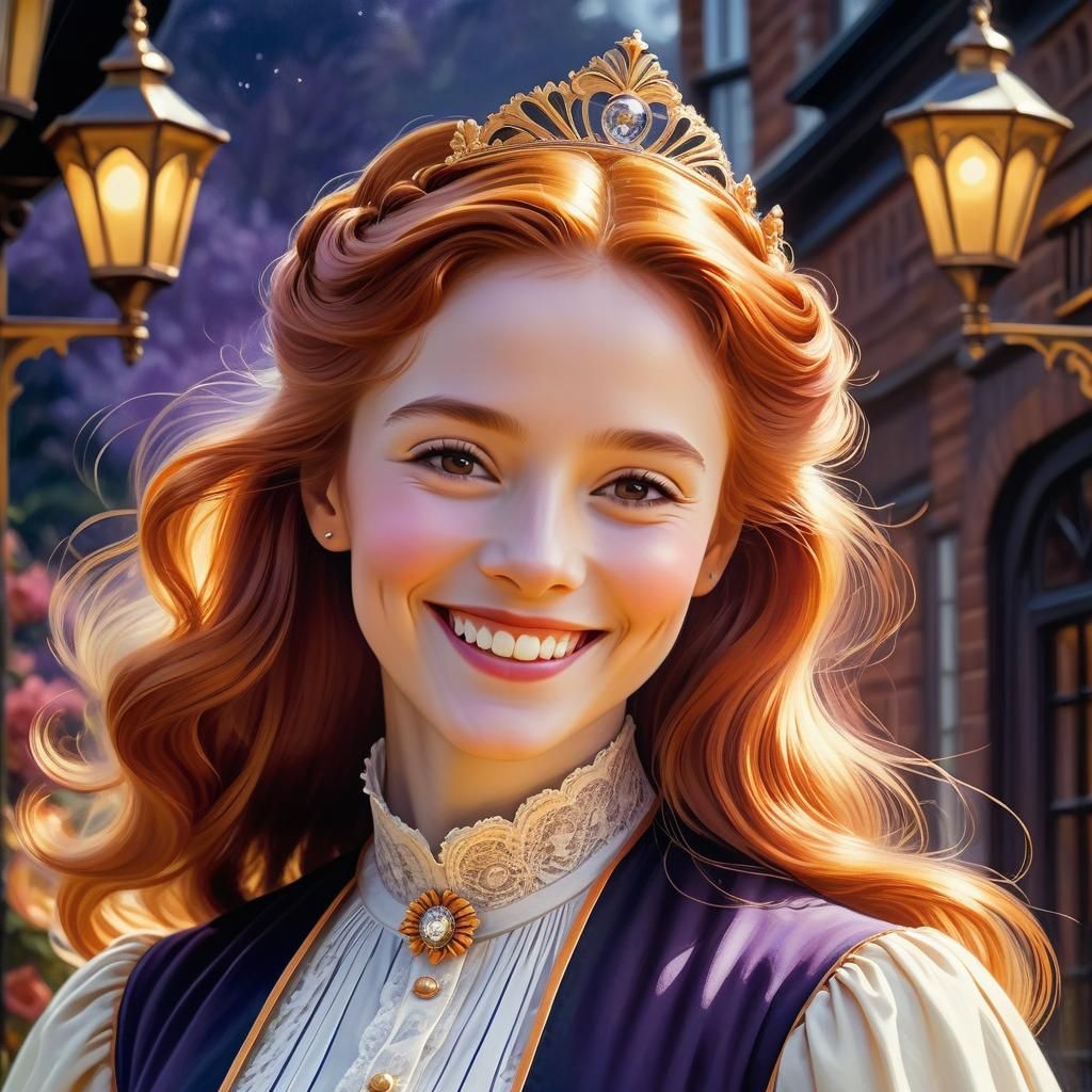 Regal Victorian Woman Portrait in Watercolour Style