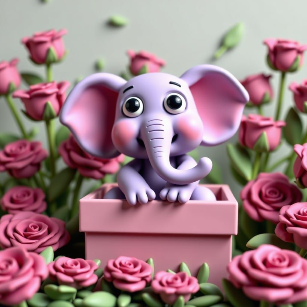 Cute Striped Elephant Toy in Claymation Style