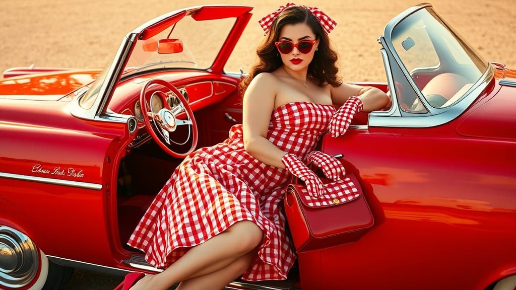Sultry Rockabilly Pin-Up in Vintage Hot Rod Chic