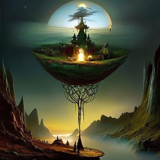 Surreal Earth Digital Painting by Amano