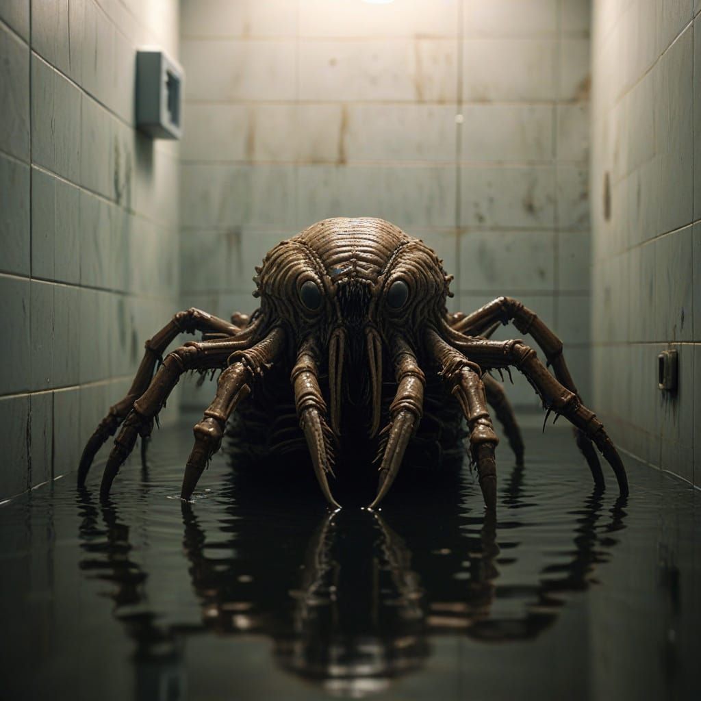 Disturbing Facehugger Horror in Dark, Murky Waters