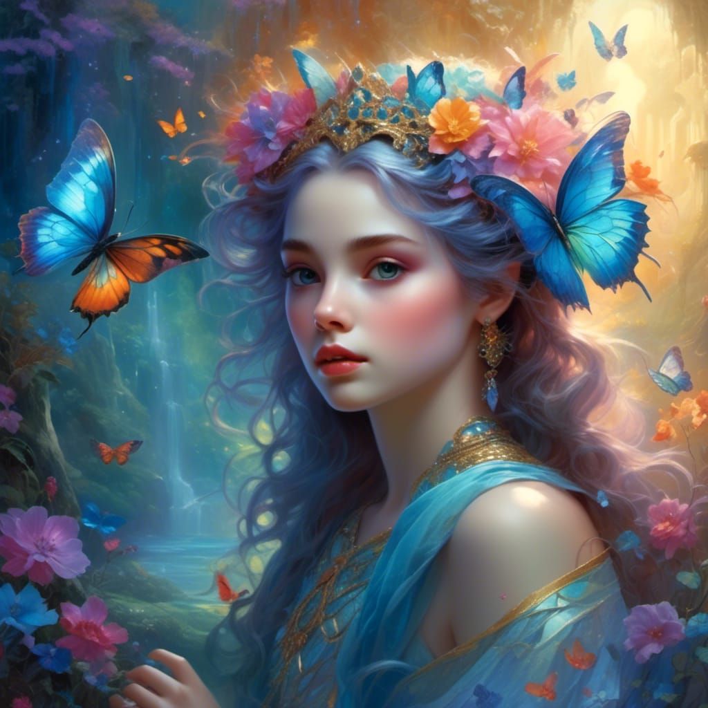 Colorful Fairy Flower Art in Astral Cosmic Style