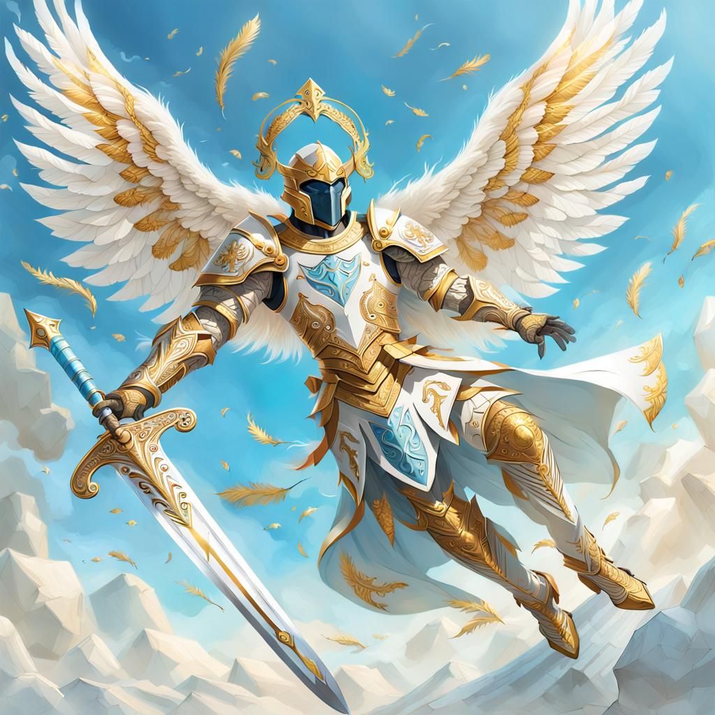 Angelic Paladin with Thunderous Sword