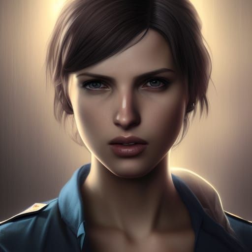 Jill Valentine-Inspired Portrait in Hyperdetailed Style