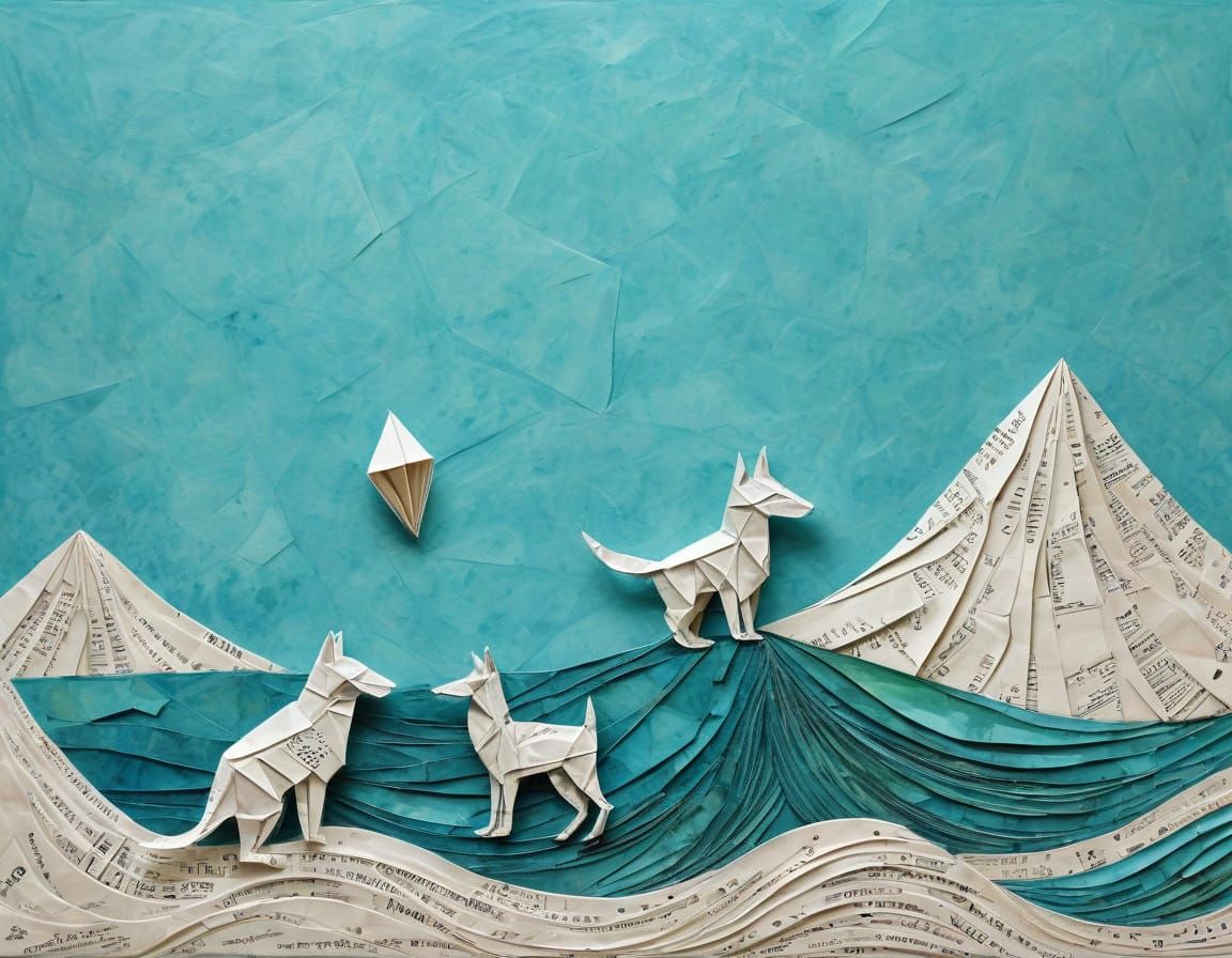 Encaustic Whimsy: Surreal Origami Dreamscape