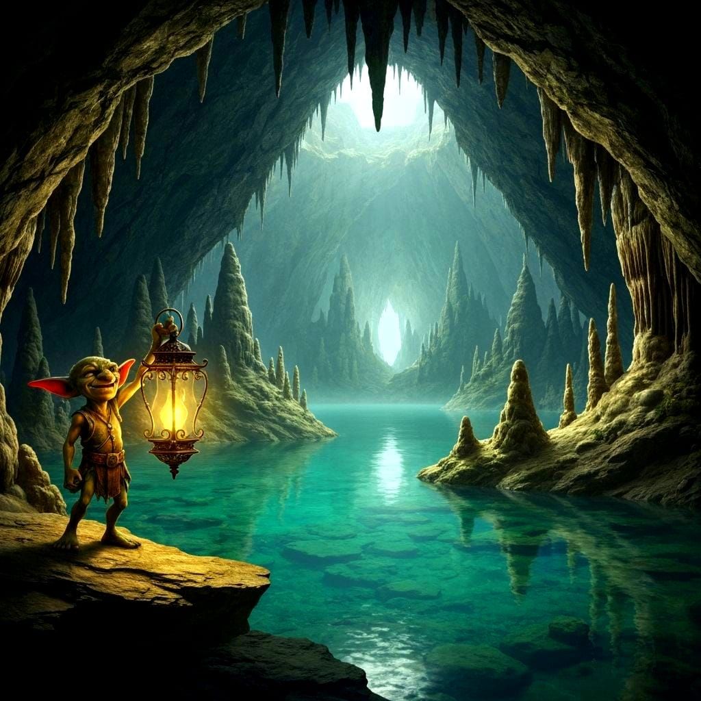 Goblin Lantern in a Glistening Cavern