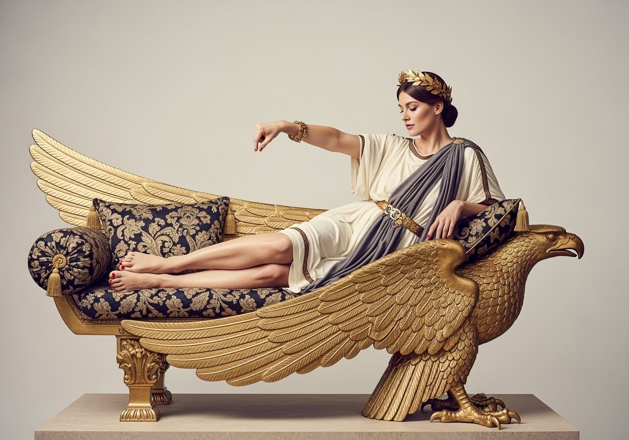 Barefoot Roman Empress on Eagle Chaise Longue
