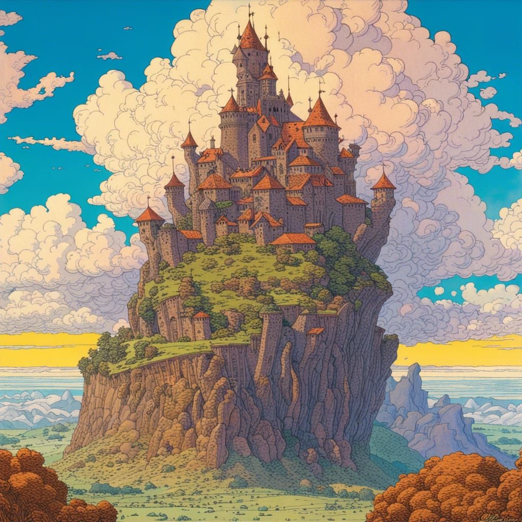 Cloud Castle in Moebius Style