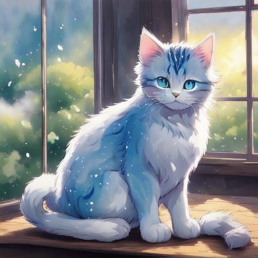 Whimsical Warrior Cat in Soft Focus