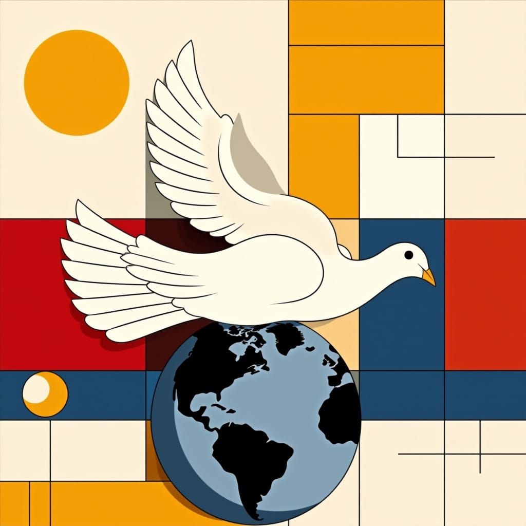 Serenely Soaring Dove in a Geometric World