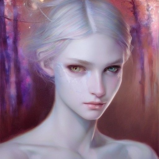 Ethereal Androgyne: A Delicate Oil Painting