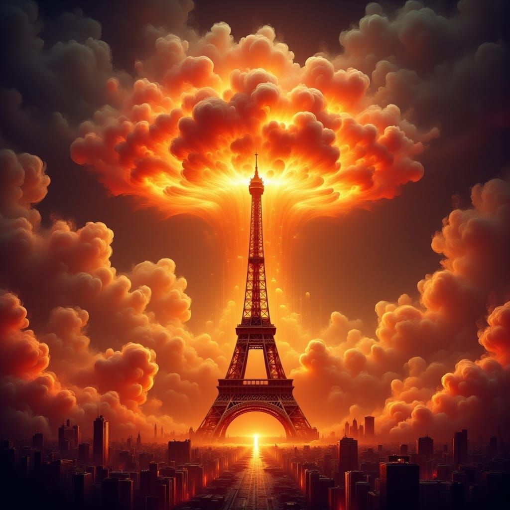Apocalyptic Paris in Atomic Inferno: A Fantastical, Cyberpun...