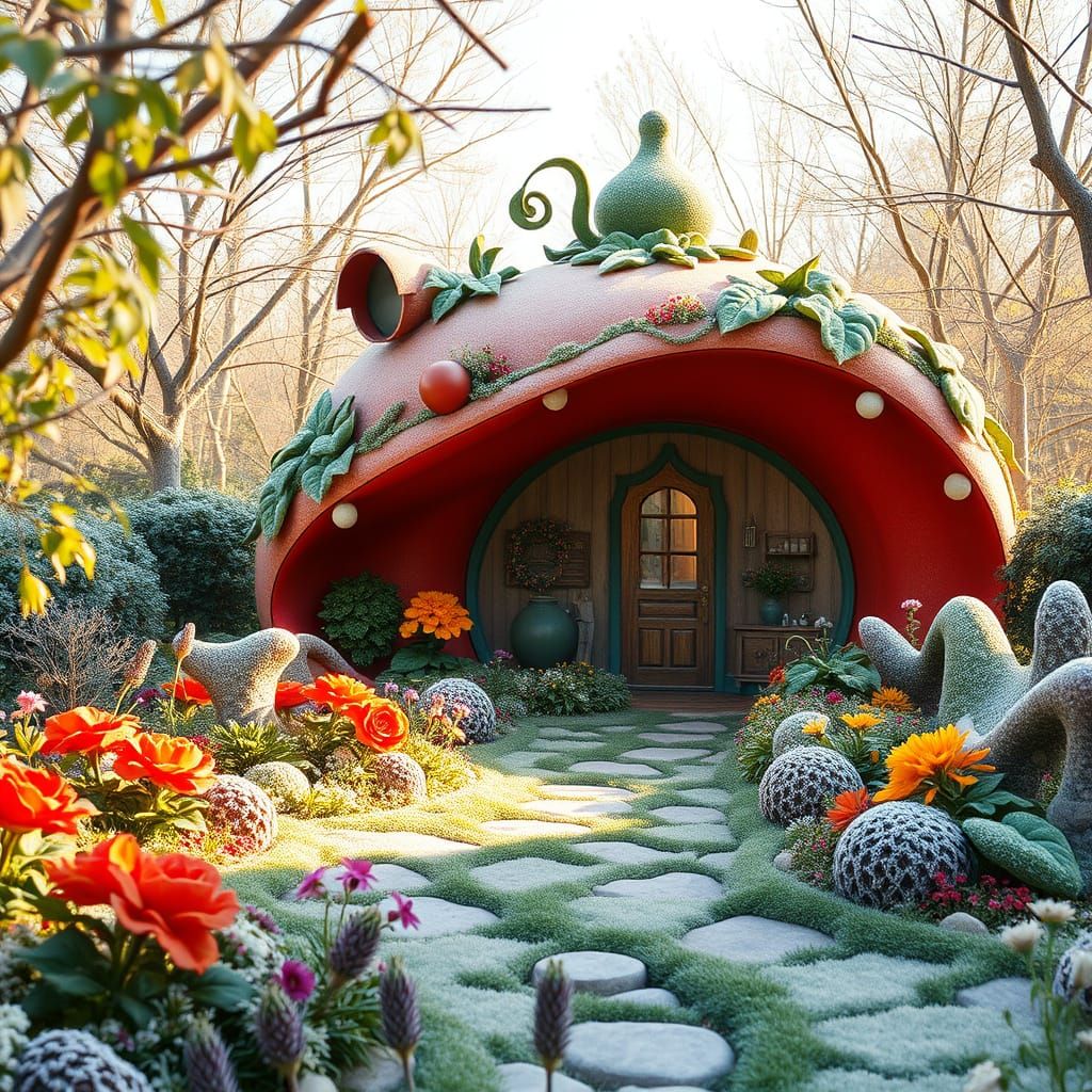 Tomato House in Fairy Garden, Hyper-Realistic Organic Archit...