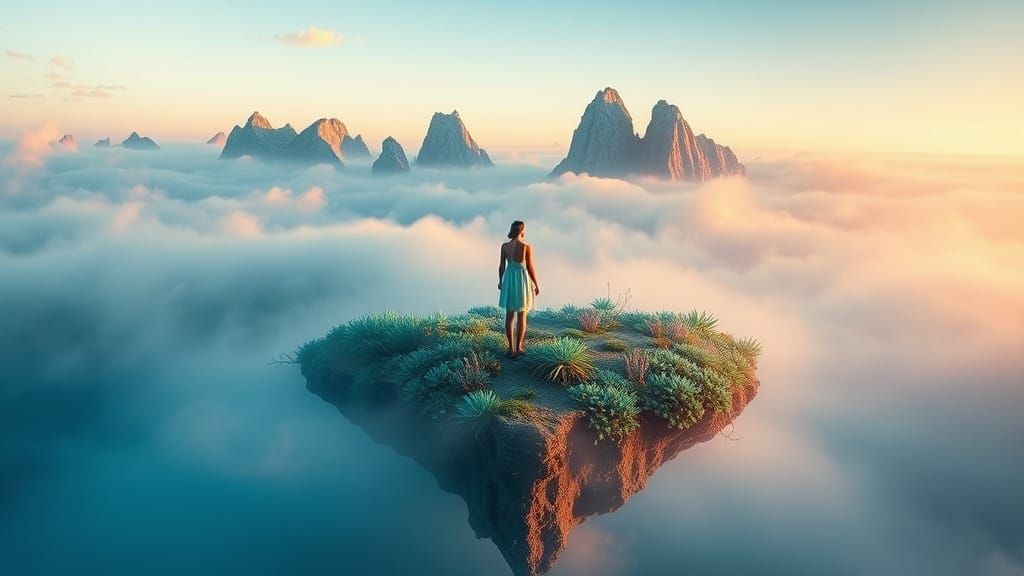 Ethereal Floating Island Dreamscape in Digital Art Style