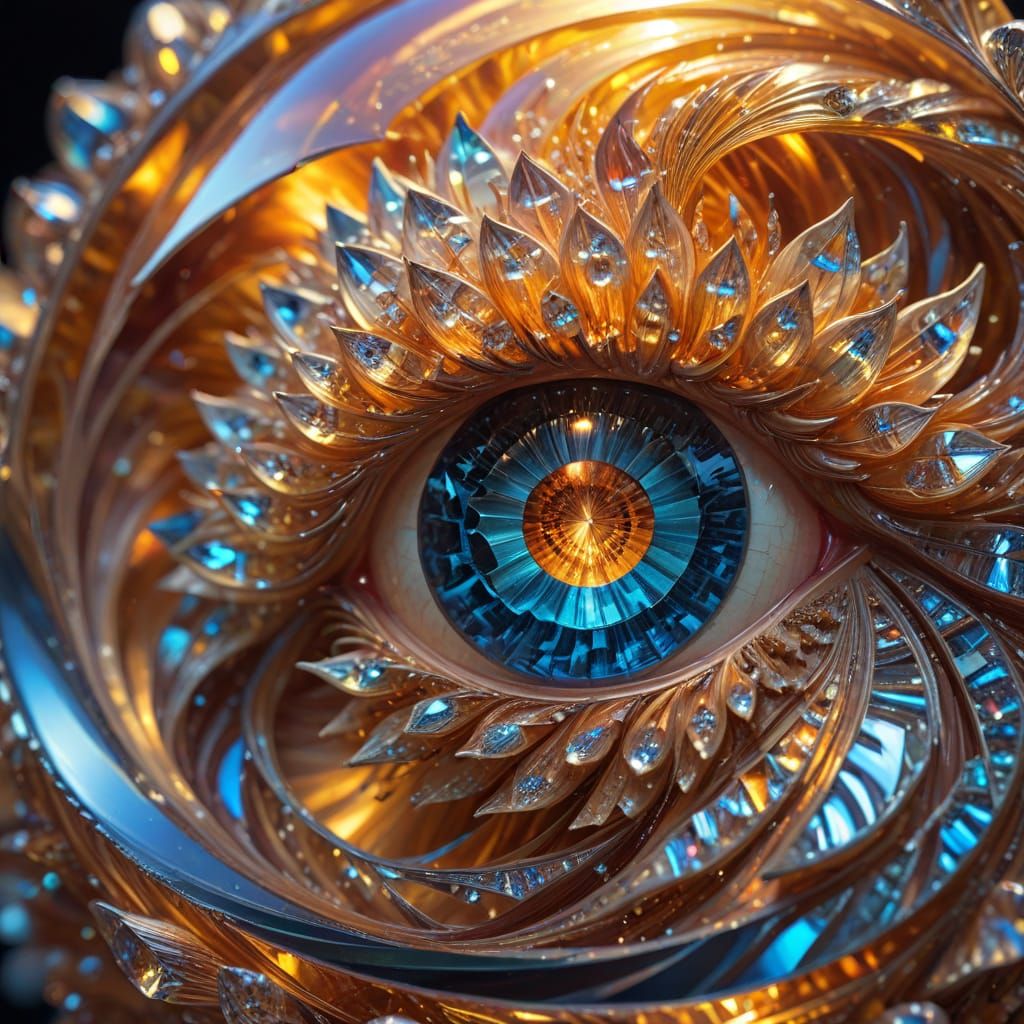 Surreal Crystal Carved with Fibonacci Sequence