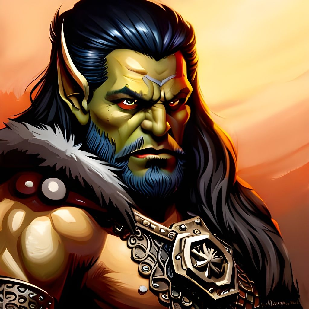 Fantasy Orc Barbarian in Hyperrealistic Style