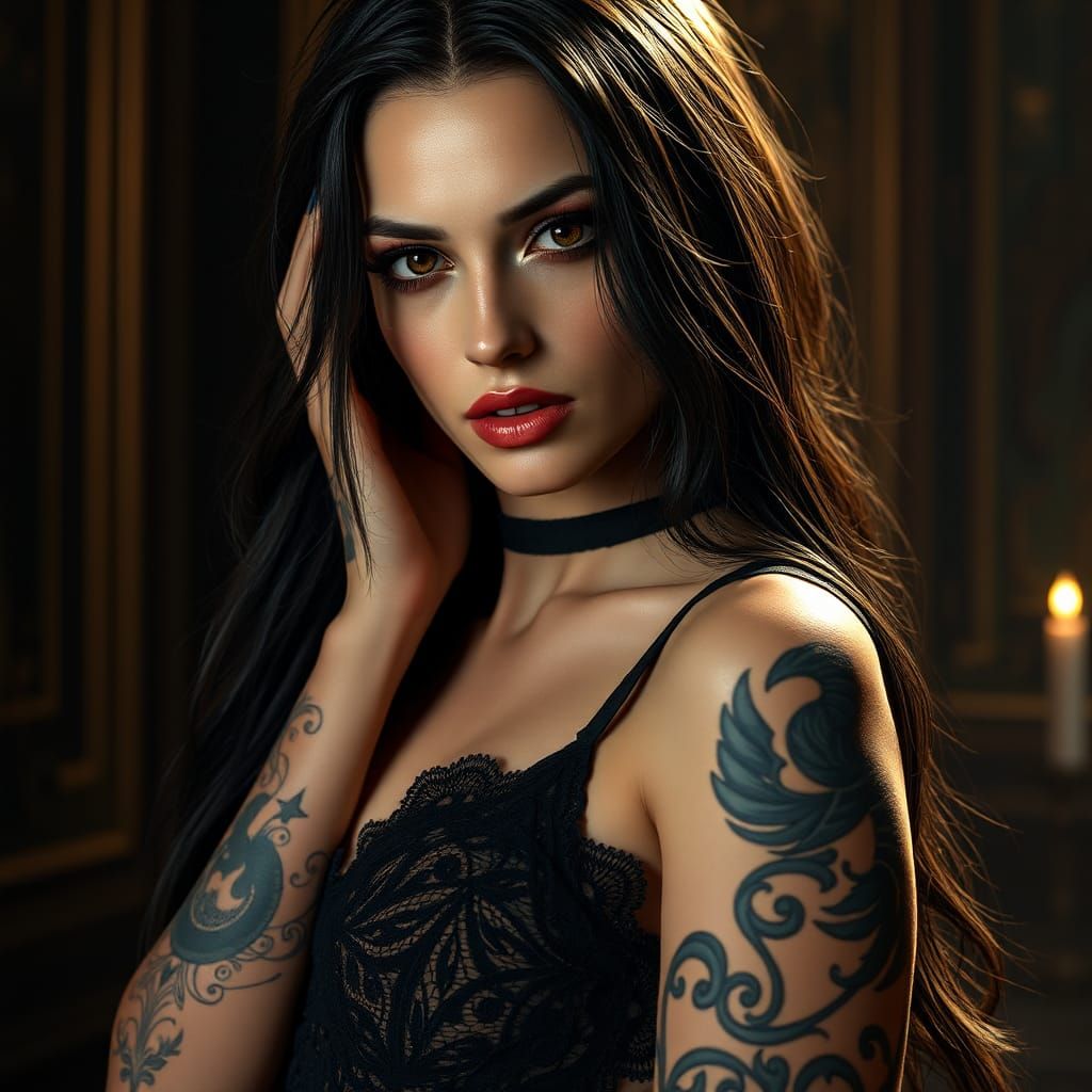 Mysterious Woman in Art Nouveau Style